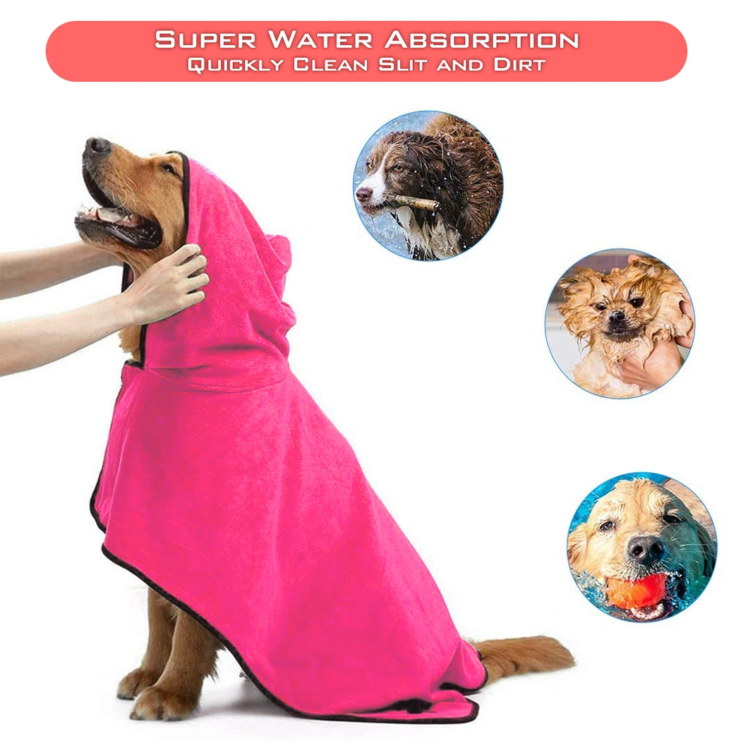 Super Absorbent Soft Towel Robe Dog Cat Bathrobe Grooming Fast Dry Pet Supply