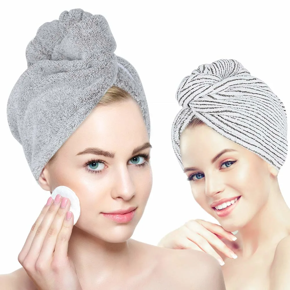 Hair Towel Wrap for Women, Ultra Soft Hair Drying Towels with Button, Anti Frizz Super Absorbent & Quick Dry Hair Turban for Drying Curly, Long & Thick Hair