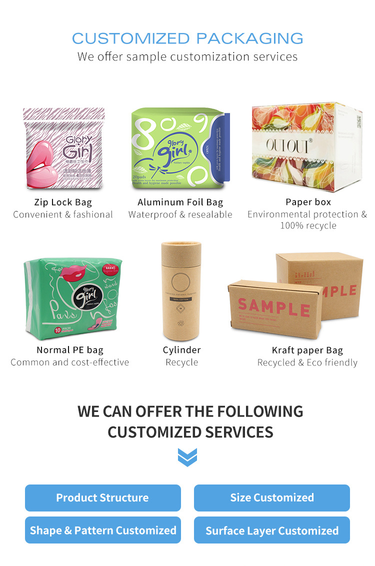 Factory Price Female Cotton Sanitary Towels Brands/Soft Cotton Sanitary Napkin/ Sanitary Pads with Green and Silver Ion Chip