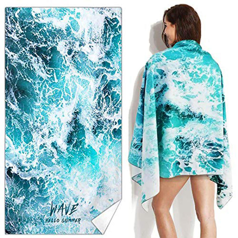 Factory Supply Promotional Reactive Printed Microfiber Quick Dry Beach Towel