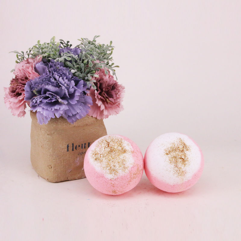 Organic Pink Bath Bomb Tose Gold Dust Plastic Bath Bob Containers for Bath