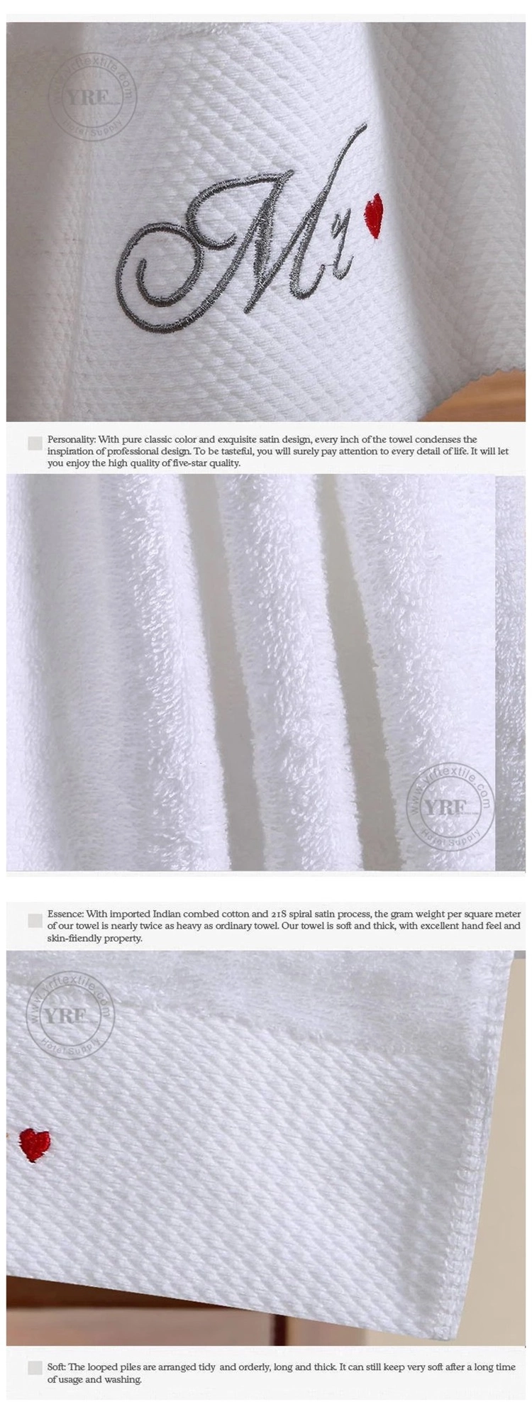 Made in China 100% Cotton Plain Color Terry Dobby Border Bath Towel