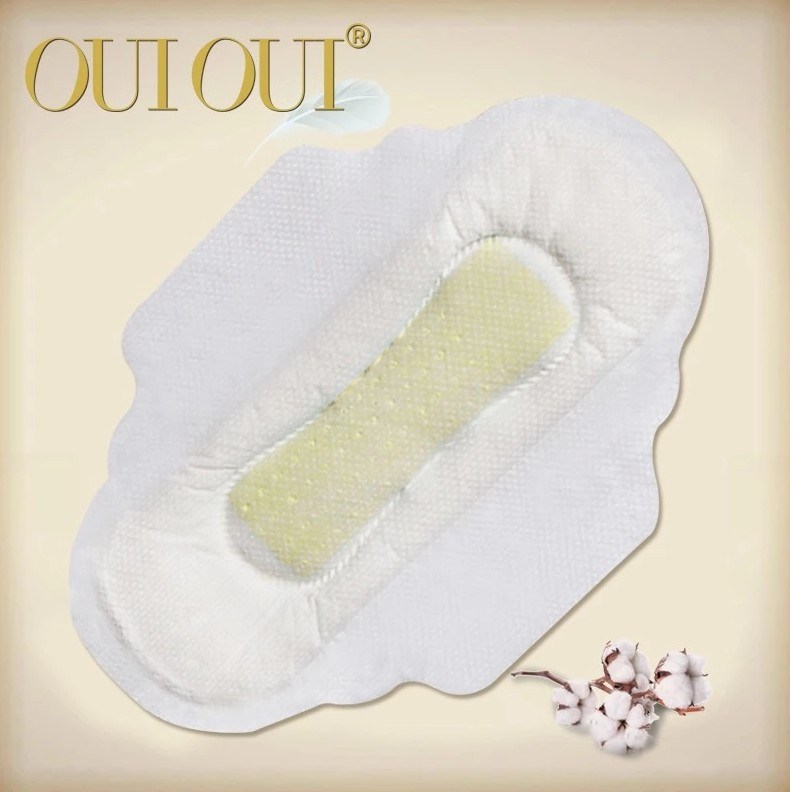 Factory Price Female Cotton Sanitary Towels Brands/Soft Cotton Sanitary Napkin/ Sanitary Pads with Green and Silver Ion Chip