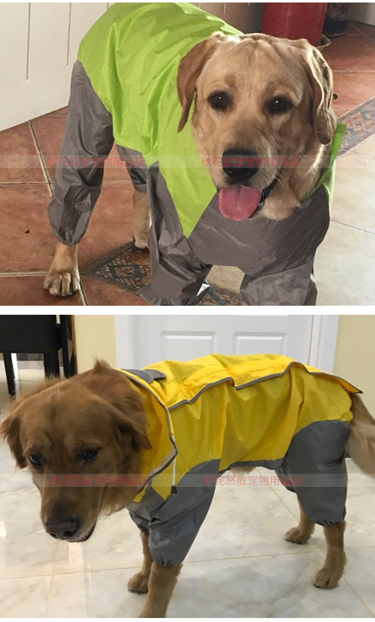 Manufacturers Selling Pet Dog Raincoat Large Waterproof Raincoat Dog Legs Hooded Raincoat Wholesale