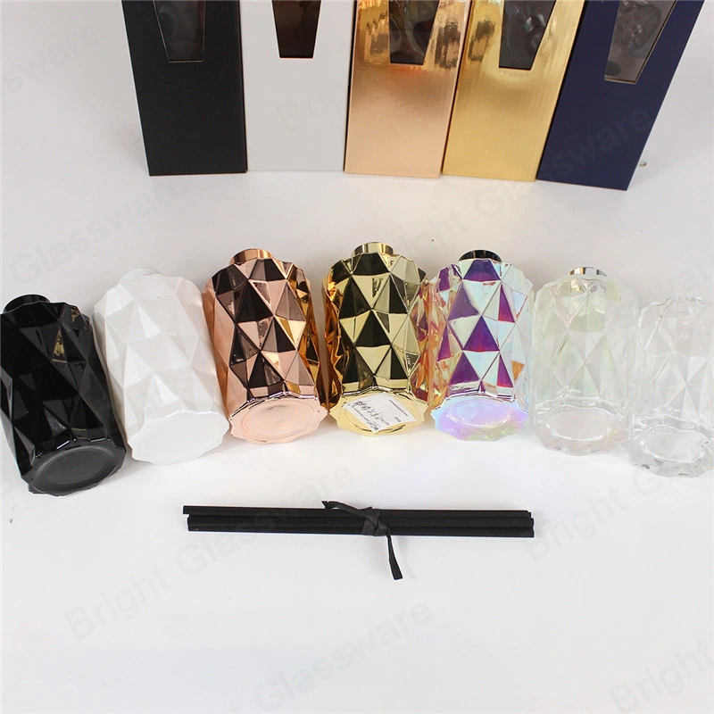 Luxury 100ml 200ml Gold Rose Gold Reed Diffuser Glass Bottles