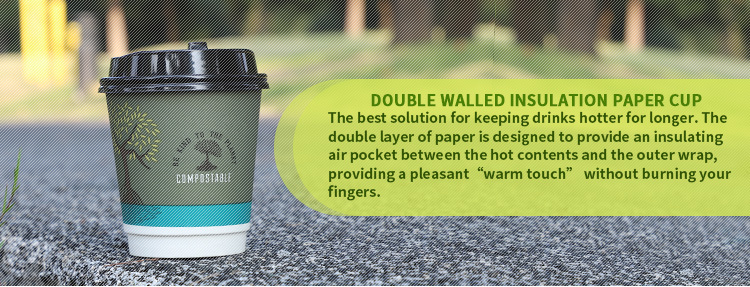 Disposable Double Wall Coffee Paper Cup with Lid
