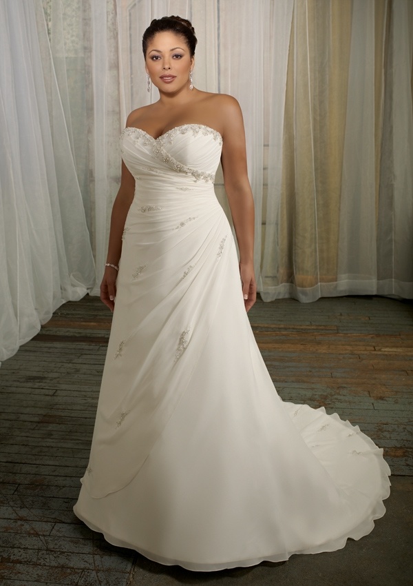 Chiffon Beach Beading Bridal Gowns Sweetheart Plus Size Wedding Dress