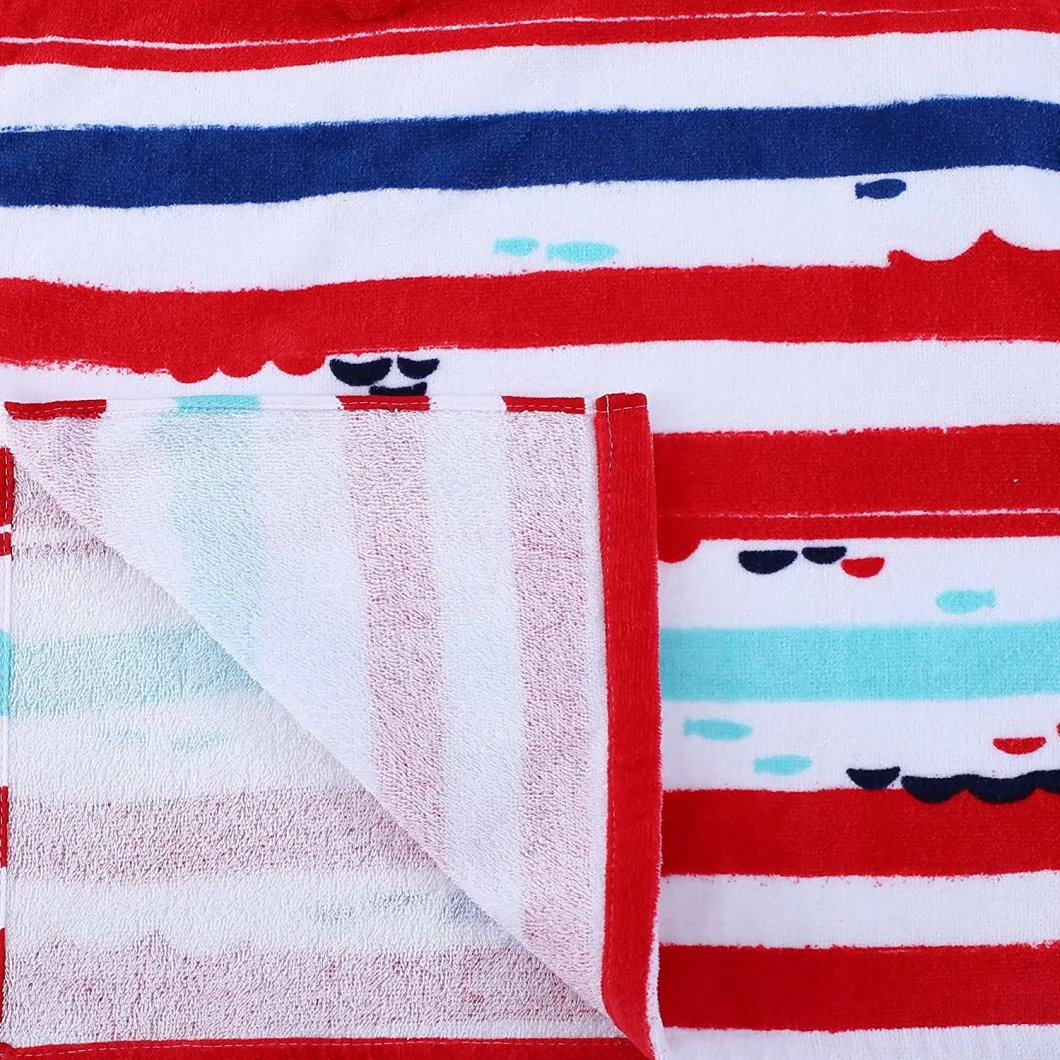 100% Cotton Stripe Kids Baby Hooded Bath/Beach/Pool Towel for Kids