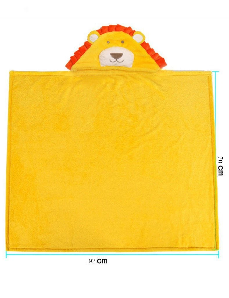 Baby Hooded Bath Towels Animal Bathrobe Fleece Towel Blanket (Lion)