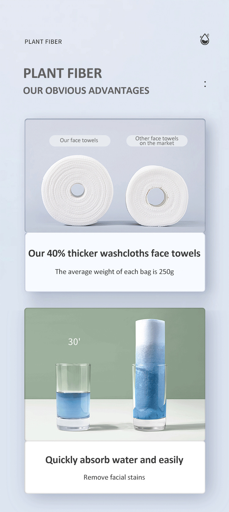 Lint Free Facial Cotton Disposable Adult Washcloths Cotton Face Towel Hotel Facial Tissues
