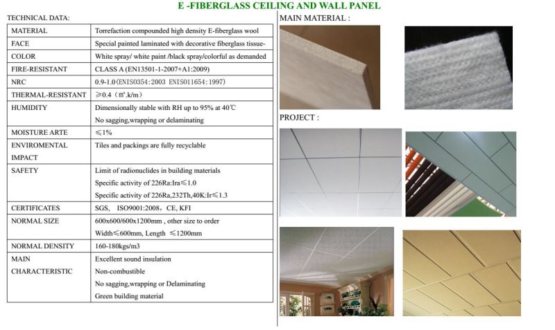 Cheap Price Light Weight Fireproof Soundproof Fiberglass Acoustic Ceiling Boards for Hospitalcheap Price Light Weight Fireproof
