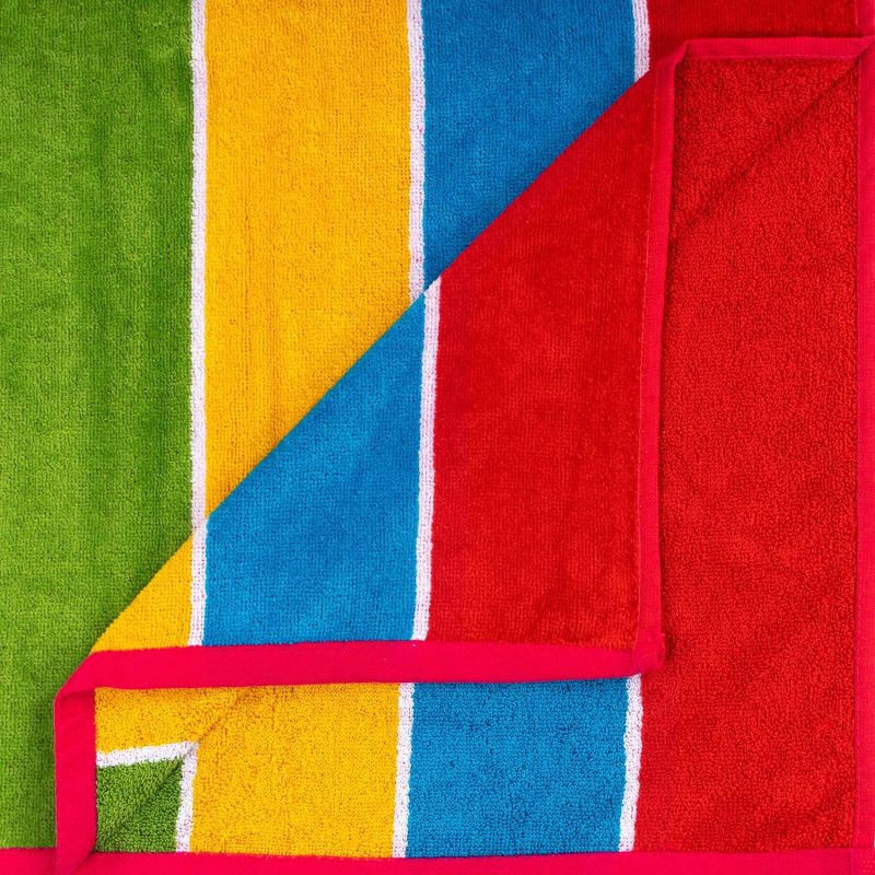Superior 100% Cotton Rainbow Stripes (Set of 2) Beach Towel - Multicolor