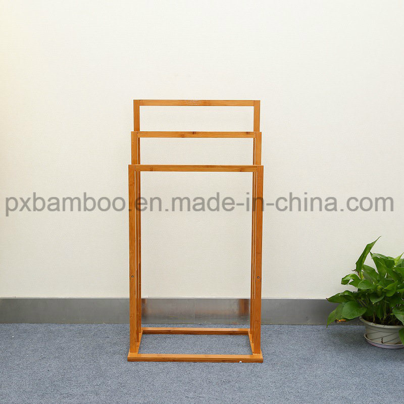 Bamboo Bath Towel Stand Drying Rack and Bamboo Washcloths Hanger Shelf