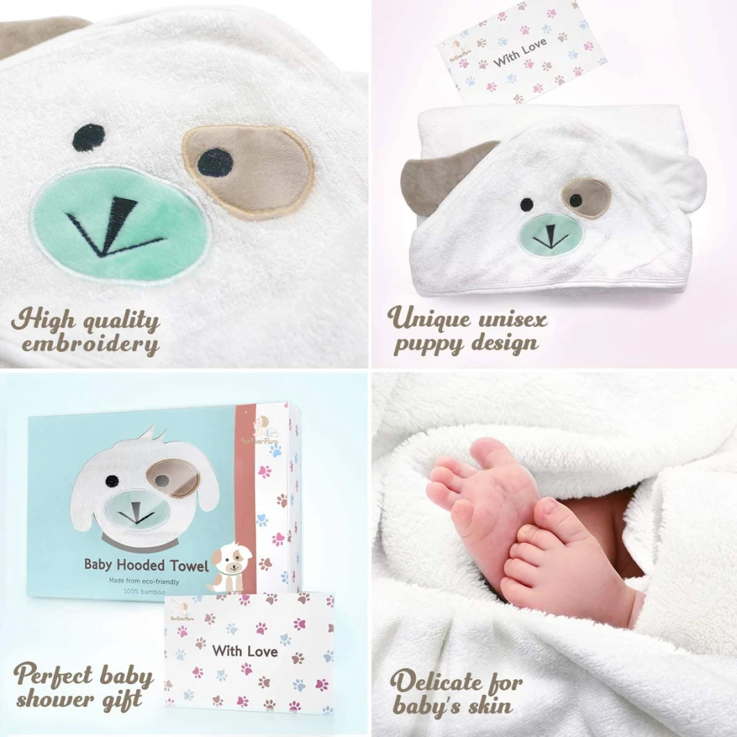 Baby Hooded Bath Towel - Organic Bamboo Super Absorbent Thick Baby Shower Towel Gift with Newbron - Premium Bamboo Animal Bear Baby Bath Towel