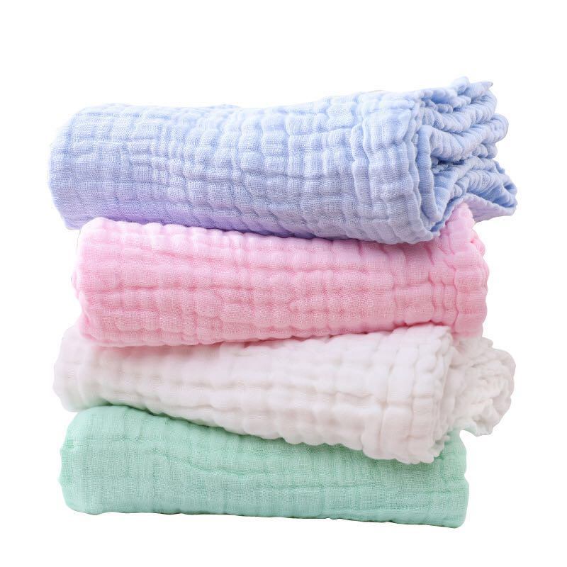 Customized 6 Layers Baby Bamboo Muslin Organic Cotton Bath Towel Plain White