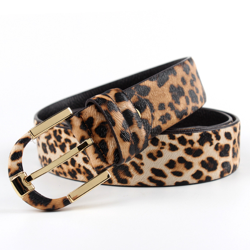 Leopard Print Leather Belt for Women Jeans Pants Waist Belt