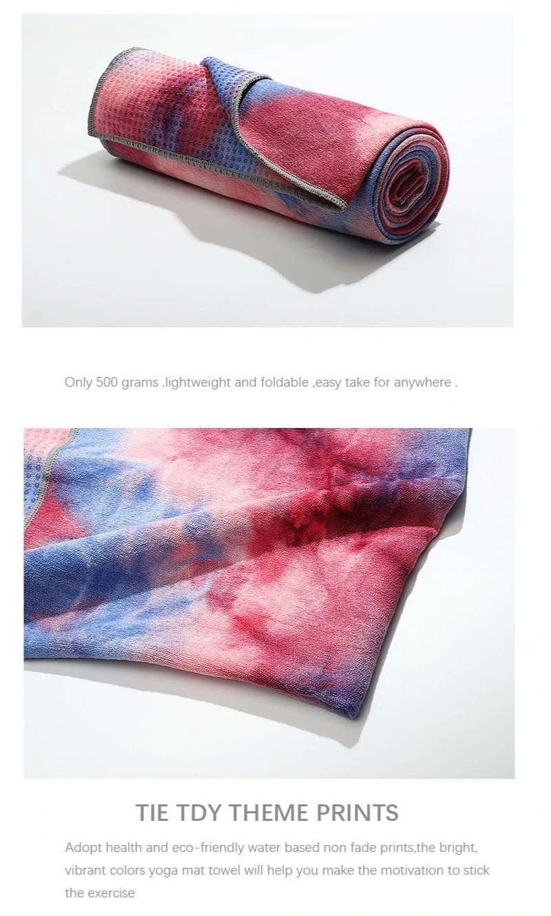 Yoga Towel Silicone Dots Tie Dye Printed Mat Yoga Towel Non Slip