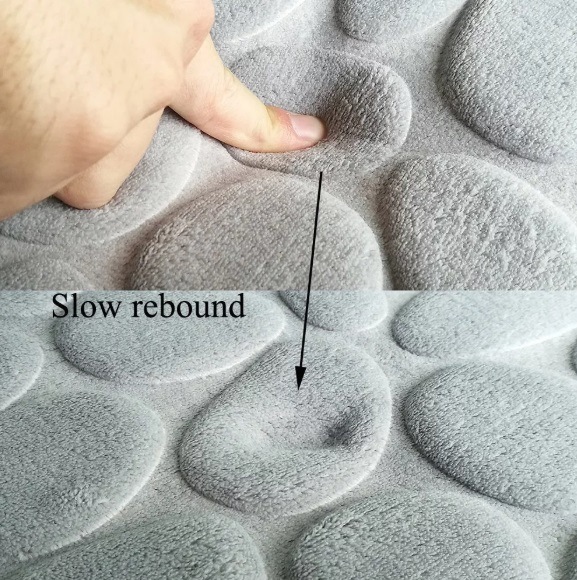 Hot Sale Anti Slip Flannel Fabric Embossing Pebble Bathmat