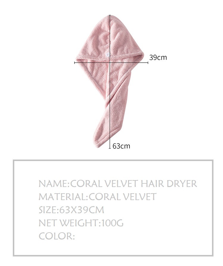 Bingo Quick Hair Dry Coral Velvet Towel