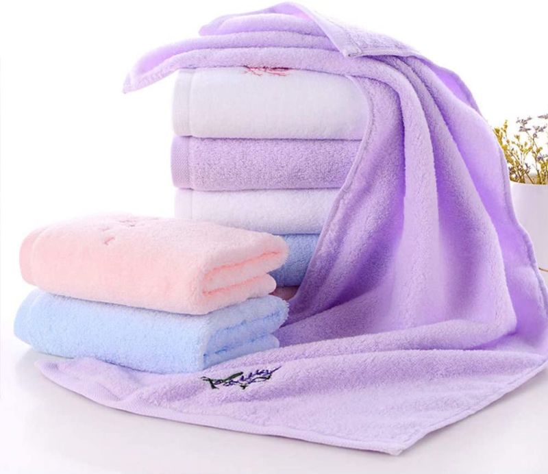 100% Cotton Hand Towels, Highly Absorbent, Super Soft, Embroidery Pattern Hand Towel Set -13 X 28 Inch (Lavender Purple)