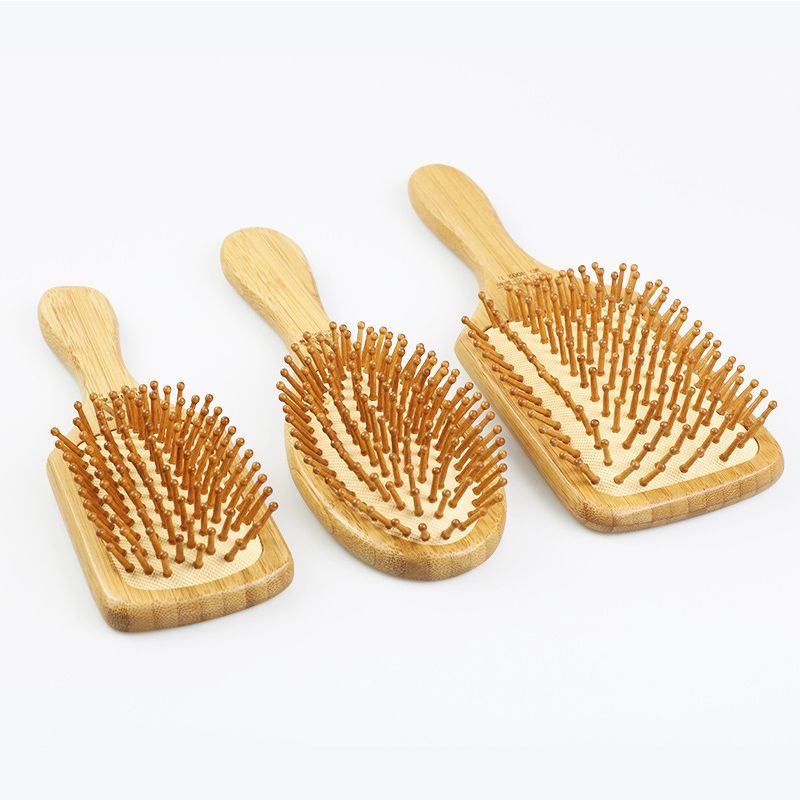 Bamboo Handle with Bamboo Bristles Paddle Hairbrush for Massaging Scalp Big Handle