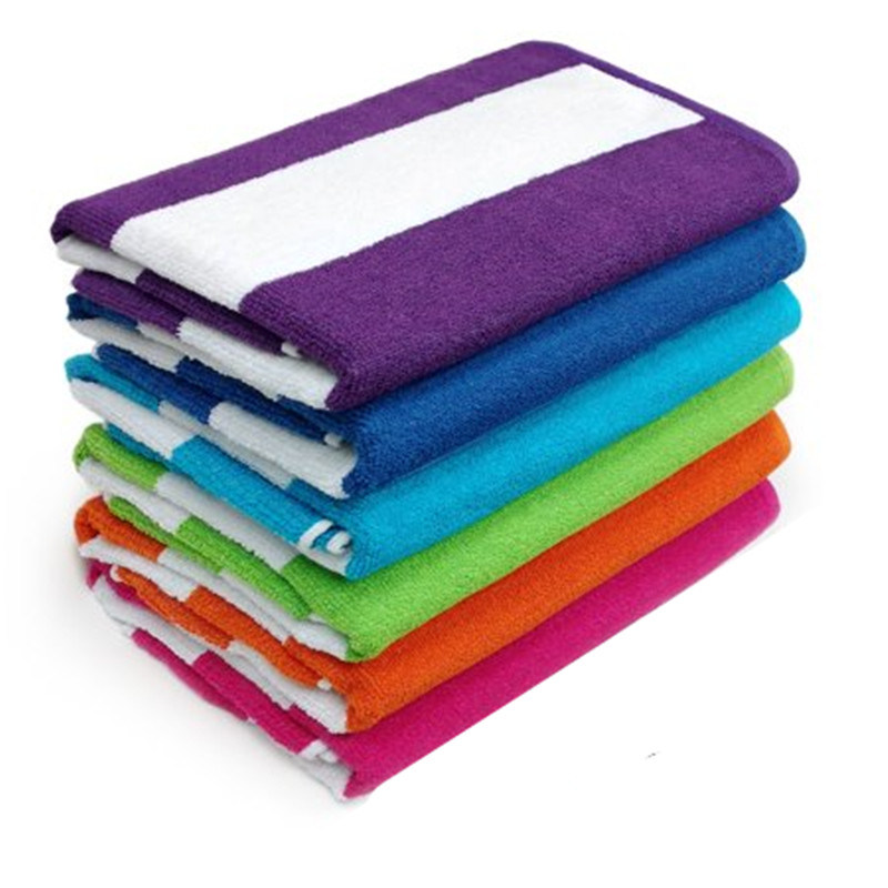 Custom Print Cotton/Microfiber Red/Green/Purple/Blue/Yellow Stipe Beach Towel