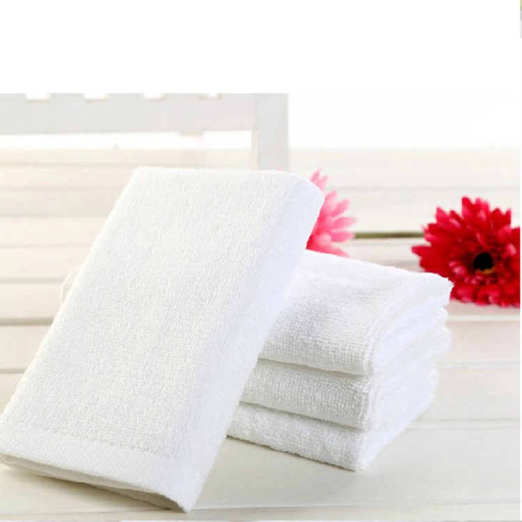 100% Cotton Dobby Style White Bath Towel Face Towel Hand Towel with Customized Logo for Hotel & SPA