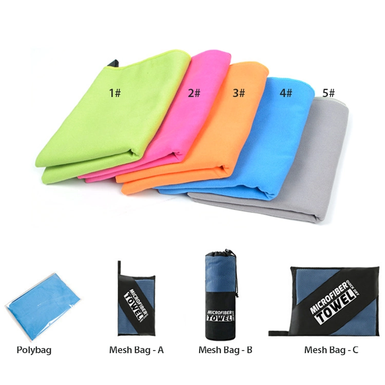 Wholesale Light Weight Quick Dry Microfiber Travel Towel Set, Customized Logo Gym Sports Microfiber Towels with Mesh Bag