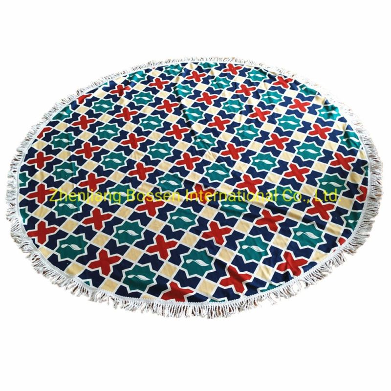 Custom Design Print Cotton Microfiber Large Circle Round Beach Fouta Towel