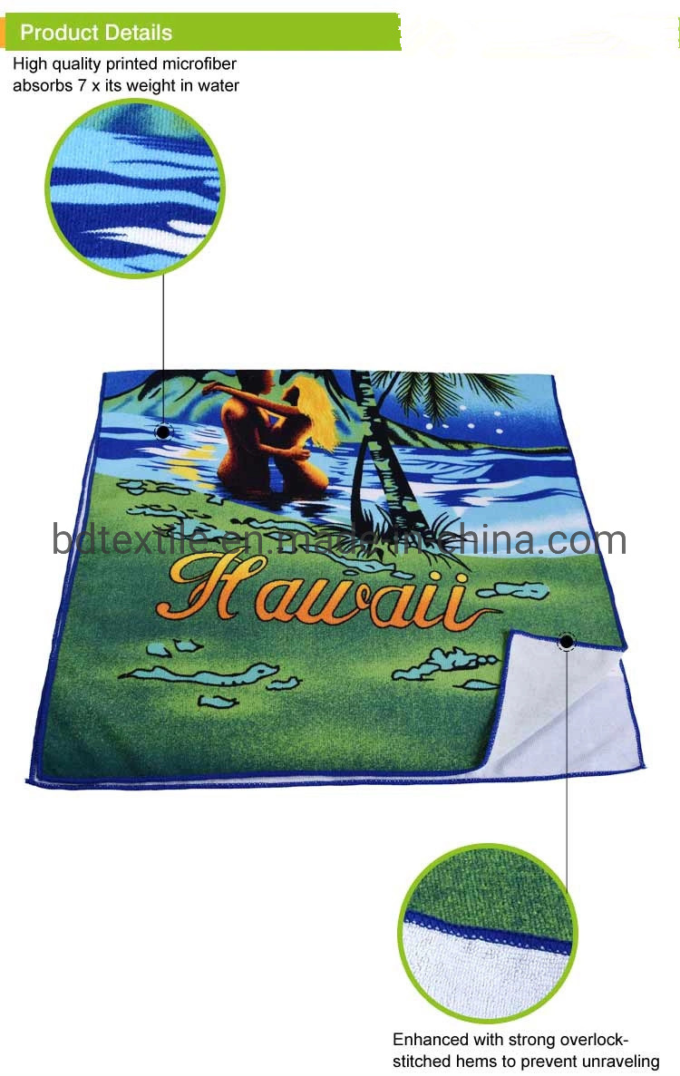 Custom Digital Printed Promotional Microfiber Sublimation Beach Towel