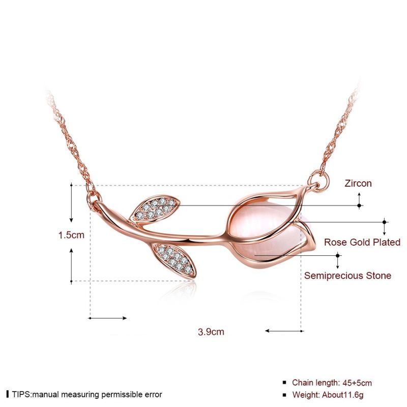 2018 Fashion Fine Jewelry Women Rose Gold Plated CZ Flower Pendant Necklace