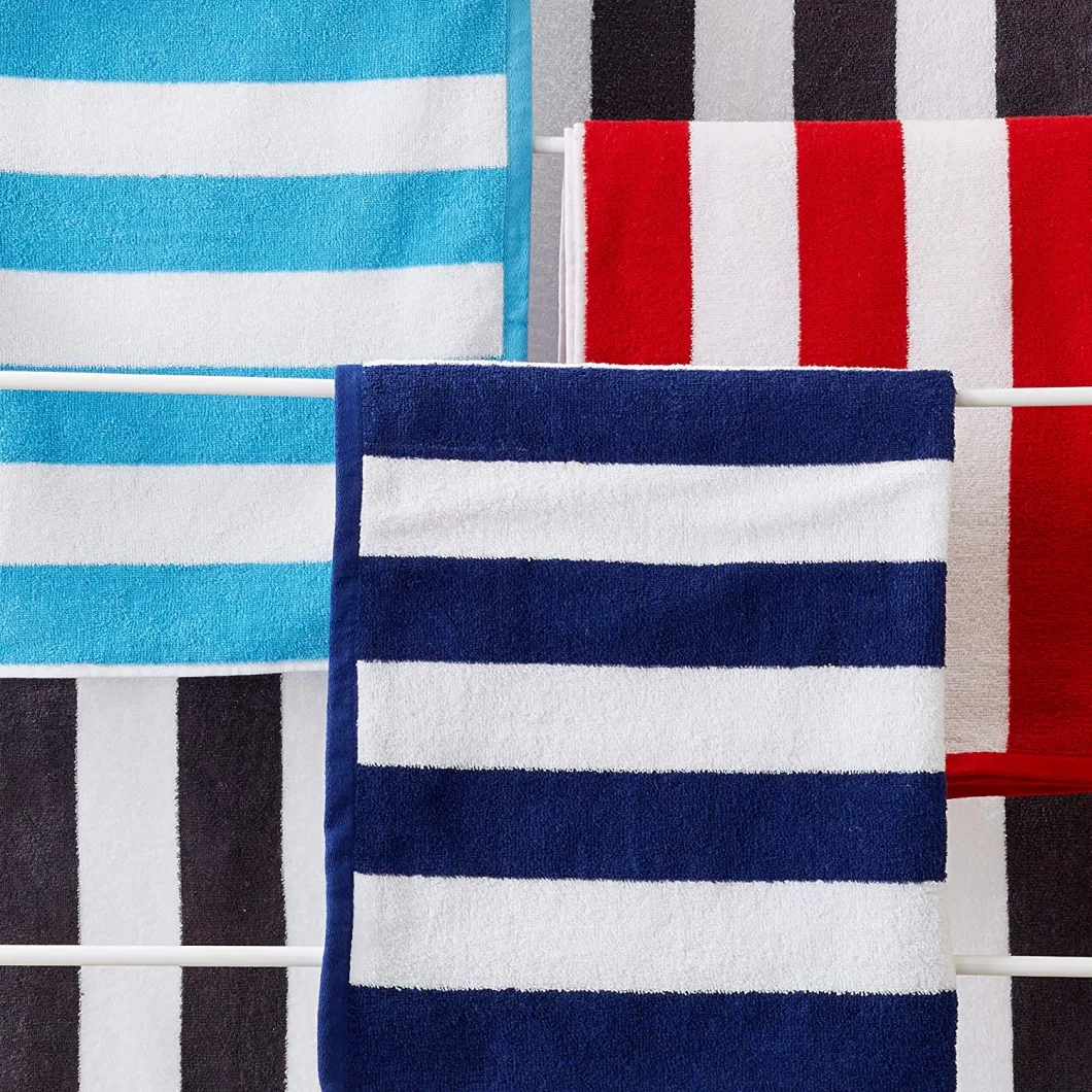Cotton Cabana Stripe Beach Towel. Soft Absorbent Quick Dry Towel Set