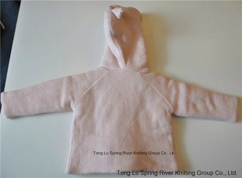 Babies Pure Color Knit Hooded Sweater with Button