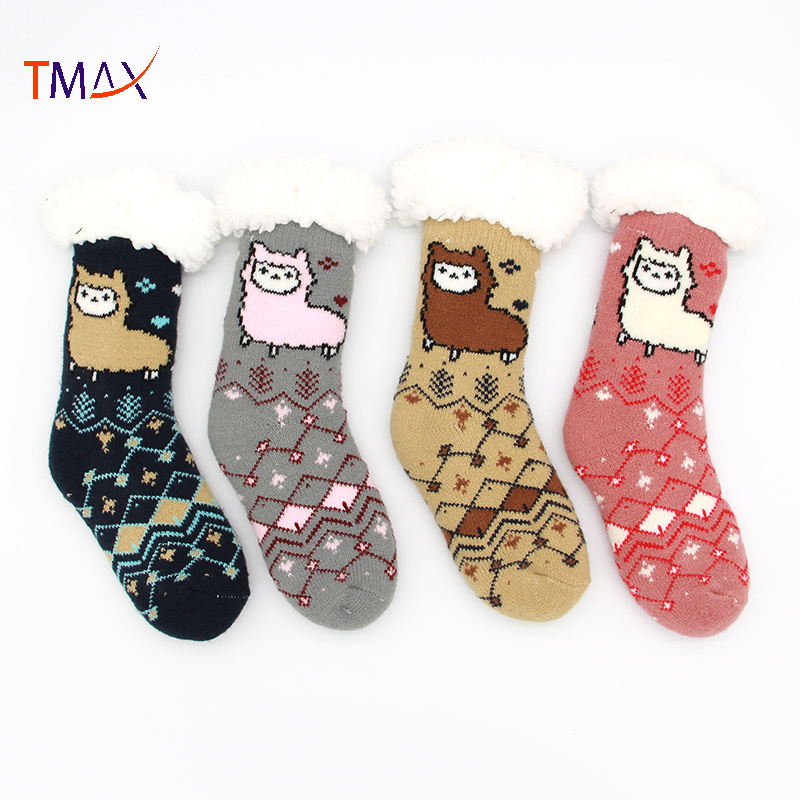 Winter Indoor Thermal Fluffy Fleece Women Fuzzy Cozy Slipper Socks