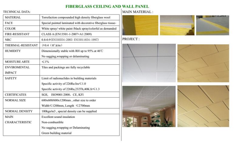 Cheap Price Light Weight Fireproof Soundproof Fiberglass Acoustic Ceiling Boards for Hospitalcheap Price Light Weight Fireproof
