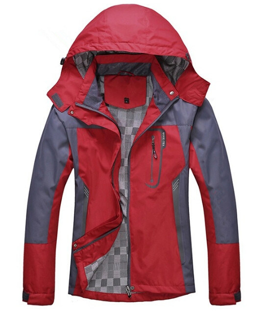 Mens Hooded Waterproof Outdoor Light Jacket with Front Zipper