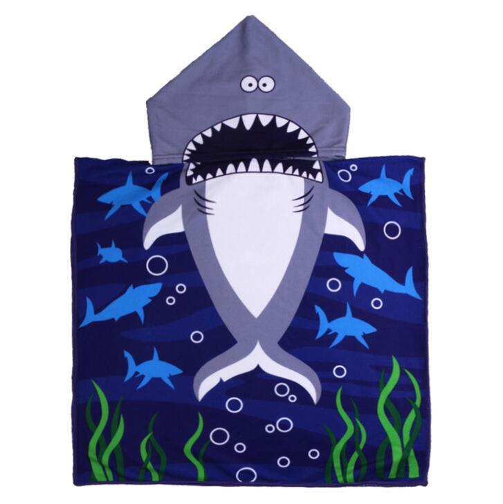New Style Cute Children's Cape Beach Towel Hooded Microfiber Towel Absorbent Custom Mermaid, Shark, Princess