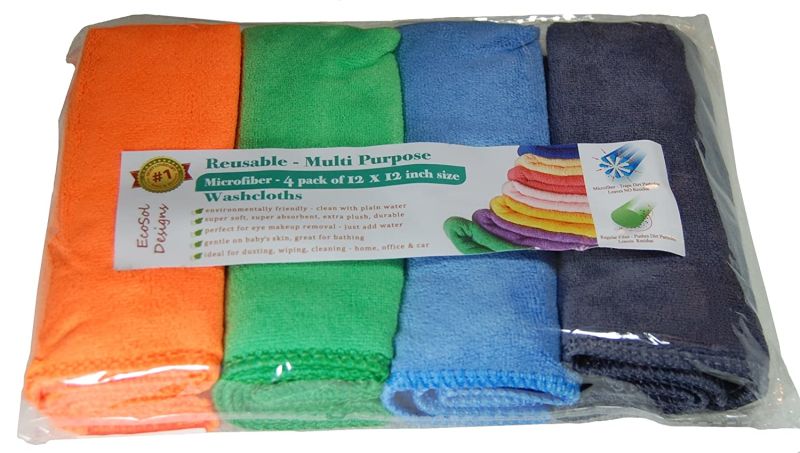 Plush Microfiber Washcloths/Towels Ultra Soft Thick 4-Pack Gift Package