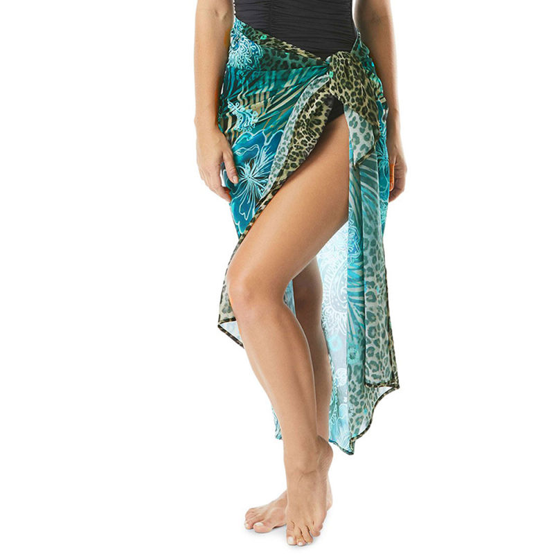 New Style Leopard Print Chiffon Beach Wear Swimsuit Wrap Skirt