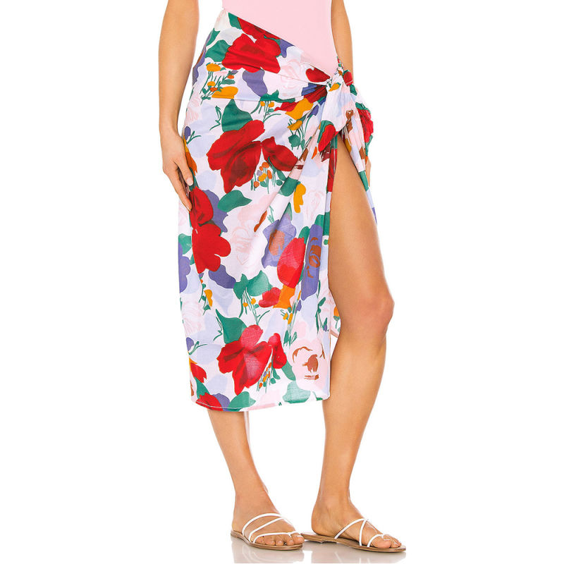 New Style Leopard Print Chiffon Beach Wear Swimsuit Wrap Skirt