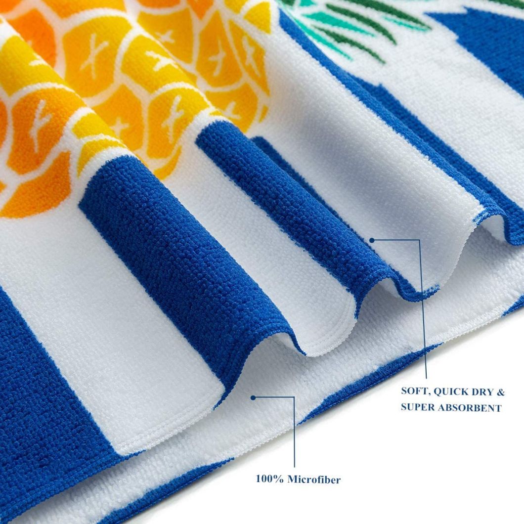 Microfiber Beach Towel for Men Women, Outdoors Pool Beach Towels for Gril, Oversized Classic Towels Pineapple 30