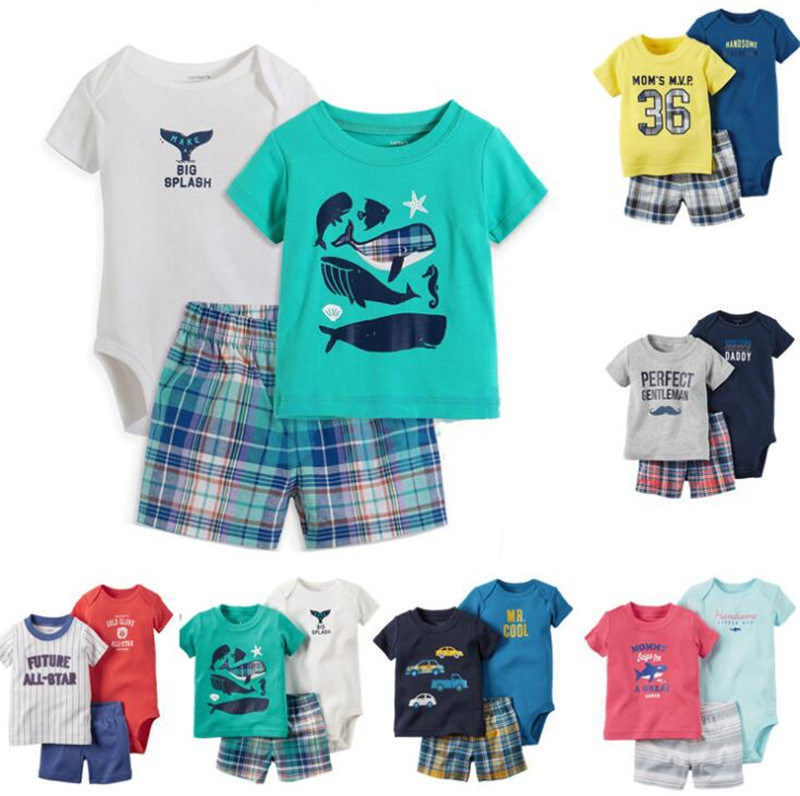 3-Pieces T-Shirt Pant Baby Romper Set Printed Cute Pattern Cosy Cotton Fabric Baby Clothing Set