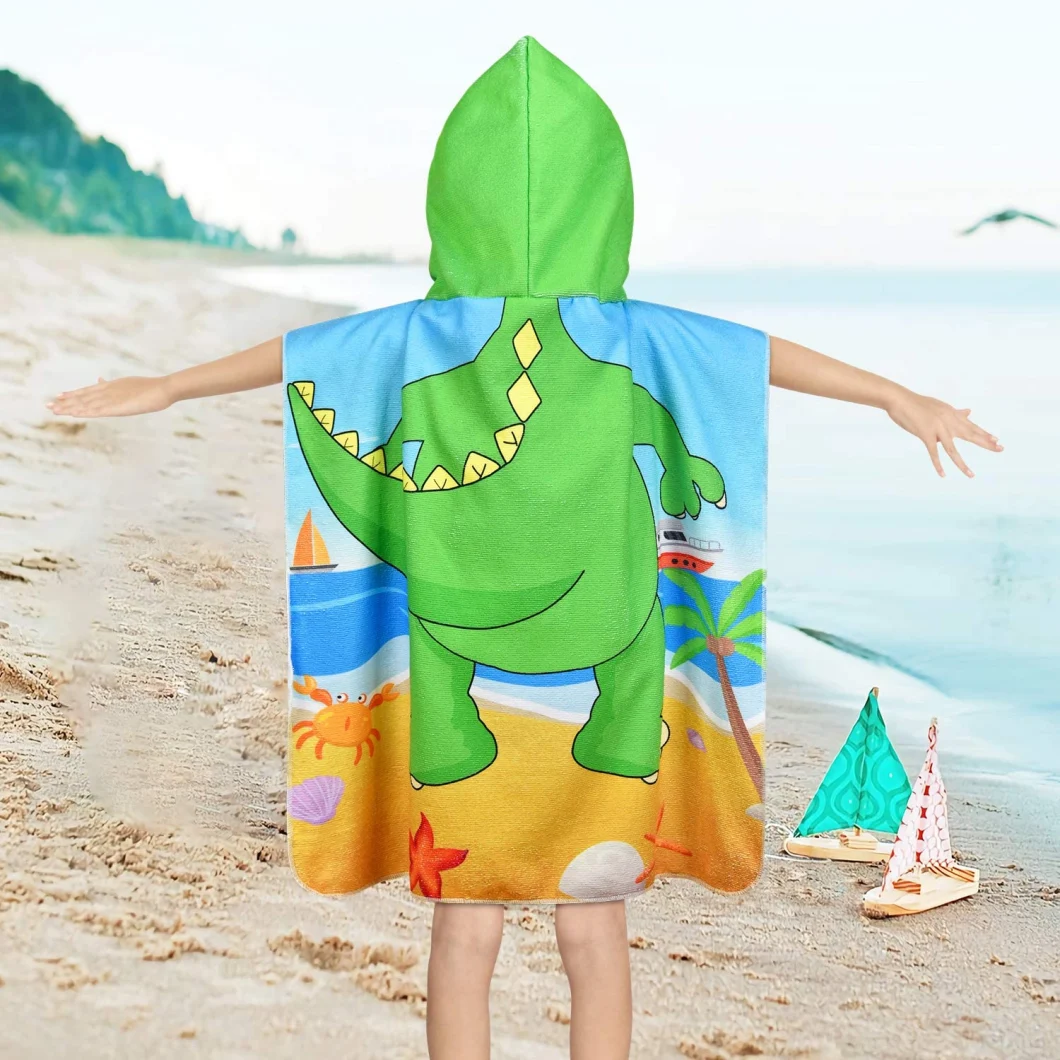 Dinosaur Kids Hooded Bath Towel, Starfish Hooded Toddler Beach Towels for Kids, Super Soft and Absorbent Hooded Towels for Toddlers, Pool, Beach, Bath, Swim