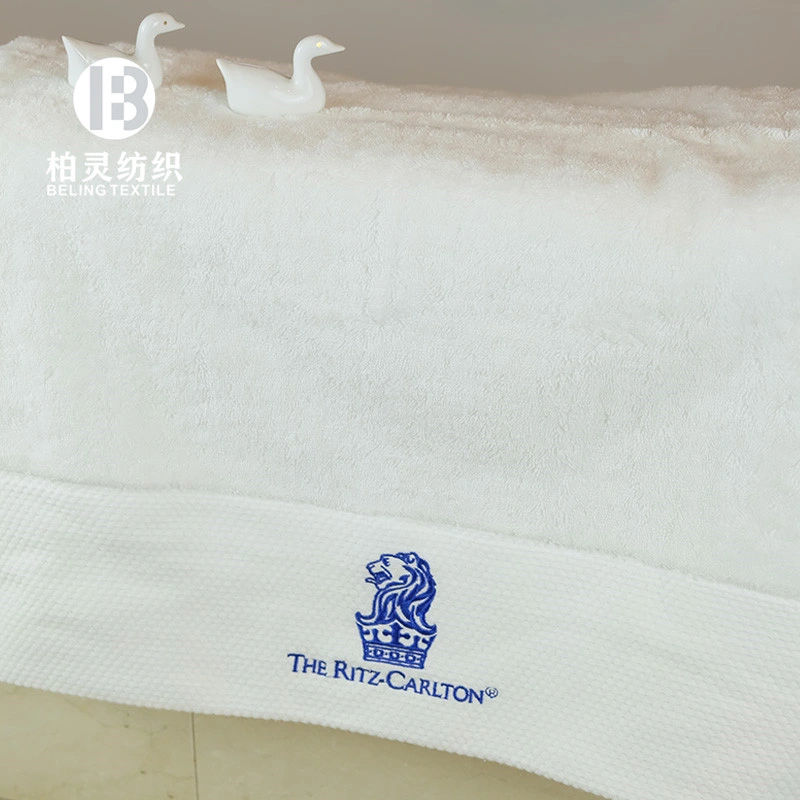 High Quality Embroidered Logo White 100 Cotton 5 Star Luxury Hotel Bath Towel Hand Towel Set