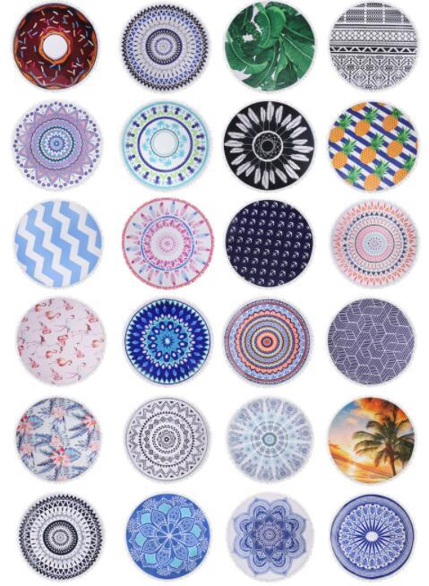 Round Beach Towel with Pineapple Pizza Hamburger Watermelon Designs