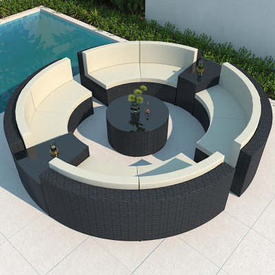 Circular Rattan Sofa Combination Outdoor Circular Garden Courtyard Sofa