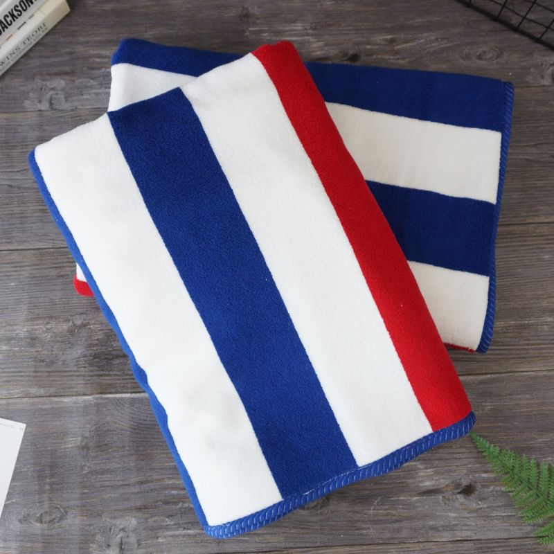 Customized High Quality Cotton Beach Stripe Towel, Blue White Stripe Pool Towel