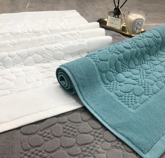 Embroidery Logo Hotel Cotton Floor Foot Bath Mat Towel Bathroom Rugs Towel