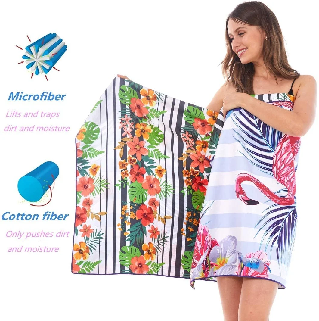 Microfiber Sand Free Beach Towel Blanket-Quick Fast Dry Super Absorbent Lightweight Thin Towel