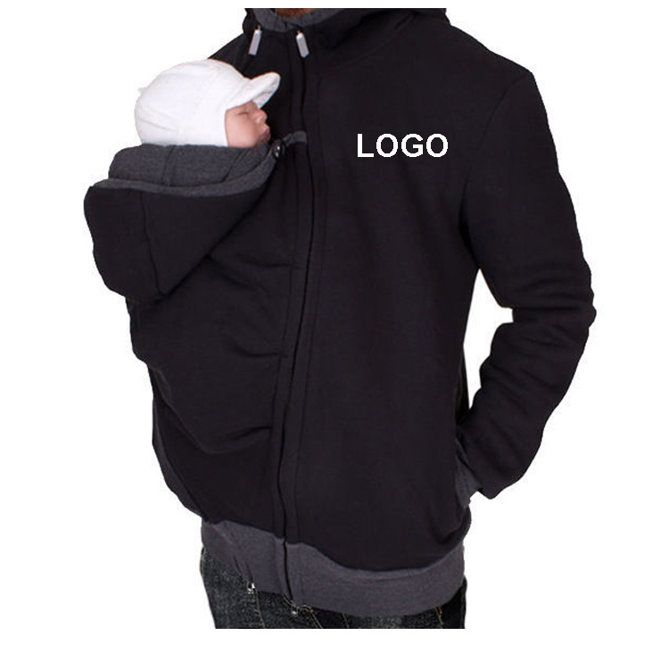 New Fashion Custom Logo Cotton Men Kangaroo Sweatshirt Hoodie Jacket for Baby Carries Coat